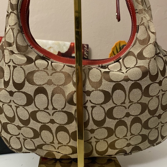 Coach Signature Soho Hobo Shoulder
Bag Red Tan Monogram K1K-6070 - Picture 11 of 13